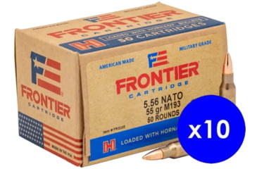 Image of Hornady Frontier 5.56x45mm NATO 55 grain Full Metal Jacket Brass Cased Centerfire Rifle Ammo, 500 Round