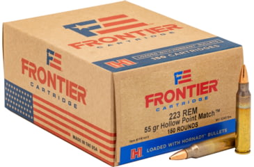 Image of Hornady Frontier .223 Remington 55 grain Hollow Point Brass Cased Centerfire Rifle Ammo, 150 Rounds, FR1415