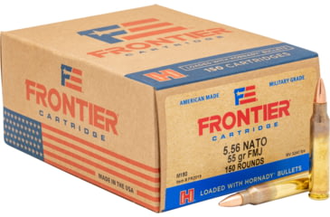 Image of Hornady Frontier 5.56x45mm NATO 55 grain Full Metal Jacket Brass Cased Centerfire Rifle Ammo, 150 Rounds, FR2015