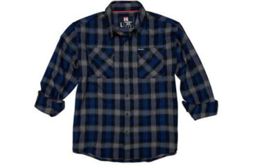 Image of Hornady Gear Flannel Shirt - Mens, Large, Navy/Black/Gray, 32203