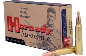 Image of Hornady Match .223 Remington 75 grain Boat-Tail Hollow Point Match Brass Cased Centerfire Rifle Ammo, 20 Rounds, 8026