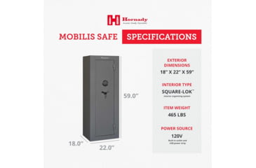 Image of Hornady Mobilis Gun Safe, Single Door, 22 x 59 x 18 in, Black/Gray, 95070