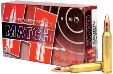 Image of Hornady Superformance 5.56x45mm NATO 75 grain Boat-Tail Hollow Point Match Brass Cased Centerfire Rifle Ammo, 20 Rounds, 81264