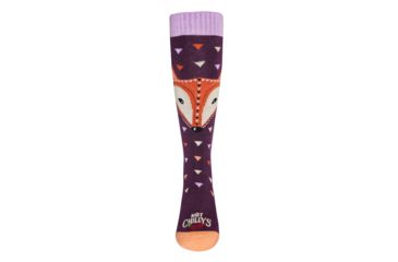 Image of Hot Chillys Youth Little Fox Mid Volume Sock, Little Fox/Purple, Extra Small, HC2836P-084-XS