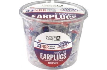 Image of Howard Leight USA Shooters Red/White/Blue Earplugs - 4 Packs of 100 Pairs