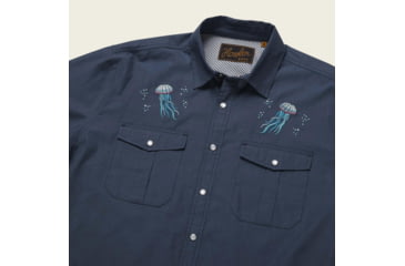 Image of Howler Brothers Gaucho Snapshirt - Mens, Deep Blue Microstripe/Jellyfish, L, 120720S-BBM-L