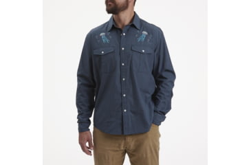 Image of Howler Brothers Gaucho Snapshirt - Mens, Deep Blue Microstripe/Jellyfish, L, 120720S-BBM-L