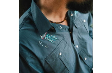 Image of Howler Brothers Gaucho Snapshirt - Mens, Deep Blue Microstripe/Jellyfish, L, 120720S-BBM-L