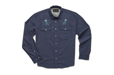 Image of Howler Brothers Gaucho Snapshirt - Mens, Deep Blue Microstripe/Jellyfish, L, 120720S-BBM-L