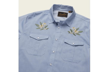Image of Howler Brothers Gaucho Snapshirt - Mens, Pale Blue Oxford/Orange Blossom Special, M, 120720S-LBO-M