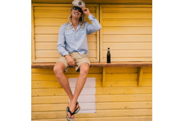 Image of Howler Brothers Gaucho Snapshirt - Mens, Pale Blue Oxford/Orange Blossom Special, M, 120720S-LBO-M