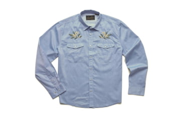 Image of Howler Brothers Gaucho Snapshirt - Mens, Pale Blue Oxford/Orange Blossom Special, M, 120720S-LBO-M