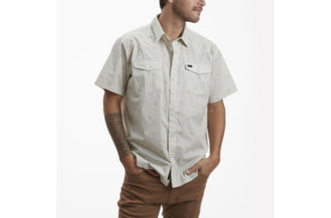 Image of Howler Brothers H Bar B Snapshirt - Mens, Vintage Grid Floral/Medium White, L, 122220S-GFW-L