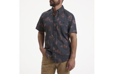 Image of Howler Brothers Mansfield Shirt - Mens, Gulf Destinations Print/Dark Slate Blue, M, 123520S-GMS-M