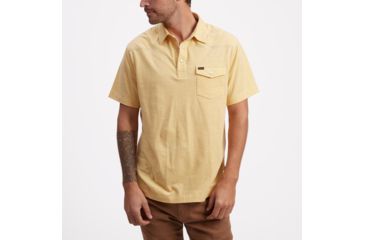 Image of Howler Brothers Ranchero Polo T-Shirt Mens, Sunflower Heather, M, 124320S-SFH-M