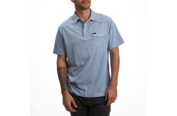 Image of Howler Brothers Ranchero Polo T-Shirt Mens, Vintage Blue Heather, S, 124320S-VBH-S