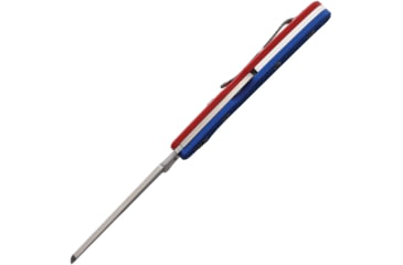 Image of Hpa Patriot EDC Automatic Folding Knife, 4.25in Closed, 3.25in Satin Serrated 420J2 SS Blade, Blue Textured G10 Handle w/ Red G10 Back Handle, PATRIOT EDC FOLDING