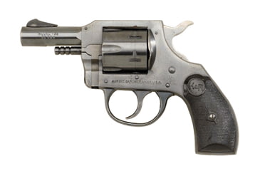 Image of Harrington &amp; Richardson 732 Revolver, .32 S&amp;W Long, 2.5in barrel, blued steel frame, checkered black plastic grip, revolving chamber, blade front, fixed notch rear, 6 round cylinder, HR732.32S&amp;WLG2.51FRRMPG