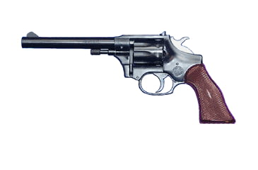 Image of High Standard Firearms Sentinel Revolver, .22 Long Rifle, 6in barrel, blued finish aluminum frame, brown checkered plastic grip, revolving chamber, blade front, notch rear, 9 round cylinder, HSF-STL-.22LR-6-1-FRRMPG