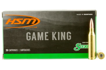 Image of HSM Ammunition Game King .243 Winchester 100 Grain Spitzer Boat Tail Brass Cased Rifle Ammo, 20 Rounds, 24317N
