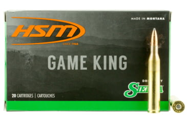 Image of HSM Ammunition Game King .25-06 Remington 100 Grain Spitzer Boat Tail Brass Cased Rifle Ammo, 20 Rounds, 25061N