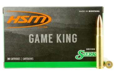 Image of HSM Ammunition Game King .35 Whelen 225 Grain Spitzer Boat Tail Brass Cased Rifle Ammo, 20 Rounds, 35WHELEN1N