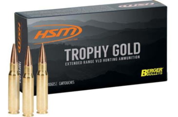 Image of HSM Ammunition Trophy Gold 6.5mm PRC 130 Grain Jacketed Hollow Point Brass Cased Rifle Ammo, 20 Rounds, 65PRC130VLD