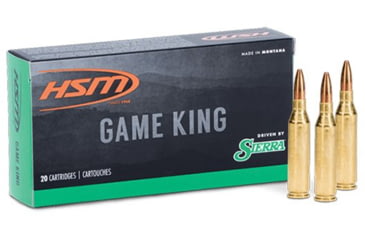 Image of HSM Ammunition Game King .300 Remington SAUM 180 Grain SBT Brass Cased Rifle Ammunition, 20, 300SAUM-14-N