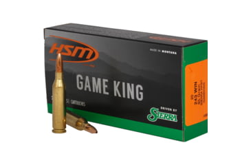 Image of HSM Ammunition Game King .243 Winchester 85 Grain Sierra Gameking Brass Cased Centerfire Rifle Ammo, 20 Rounds, HSM-243-9-N