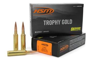 Image of HSM Ammunition Trophy Gold 7mm PRC 180 Grain Berger Hunting VLD Match Brass Cased Rifle Ammunition, 20 Rounds, HSM-7PRC-180VLD