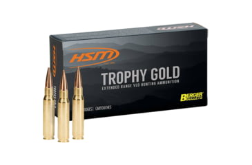 Image of HSM Ammunition Trophy Gold 7mm Remington Magnum 140 Grain Berger VLD Brass Cased Centerfire Rifle Ammo, 20 Rounds, BER-7MAG140VLD