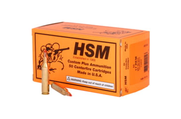 Image of HSM Ammunition Varmint .17 Remington 20 Grain Hornady V-MAX Brass Cased Centerfire Rifle Ammo, 50 Rounds, HSM-17R-1-N