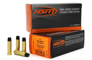 Image of HSM Subsonic 357 Mag 230 Grain Hard Cast Lead Brass Cased Pistol Ammo, 50 Rounds, A35724N