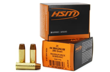 Image of HSM Subsonic 44 Rem Mag 280 Grain Hard Cast Lead Brass Cased Pistol Ammo, 20 Rounds, A44M20N