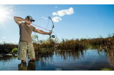 Image of Man Bowfishing on the Water