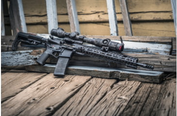 Image of AR15 With Rifle Scope and Clip-On Night Vision Scope