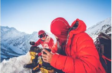 Image of Two People Wearing Cold Weather Gear on a Mountain