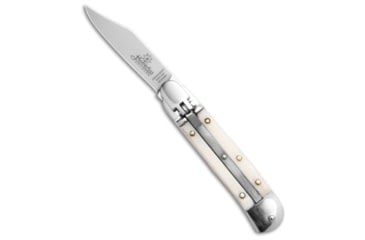 Image of Hubertus Lever Lock Automatic Folding Knife, 2.34in, Stainless Steel, Clip Point Blade, Bone, White Handle, White/Steel, 5.75 inch, BHQ-210604