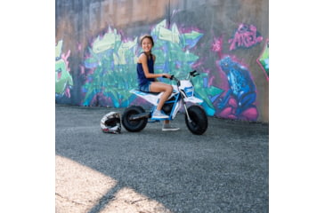 Image of Huffy CR8-R Battery Operated Ride On Minibike, White/Blue, 33in, 17201