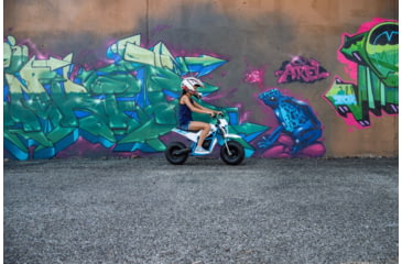 Image of Huffy CR8-R Battery Operated Ride On Minibike, White/Blue, 33in, 17201