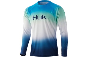 Image of HUK Performance Fishing Flare Fade Pursuit L/S Shirt - Men's, Malibu Blue, M, H1200404-438-M