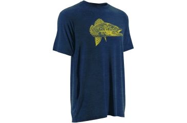 Image of HUK Inked Walleye Tee, Heather Navy, Small H1000040 HNVS