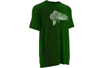 Image of HUK Inked Walleye Tee, Heather Treefrog, Small H1000040 HTFS