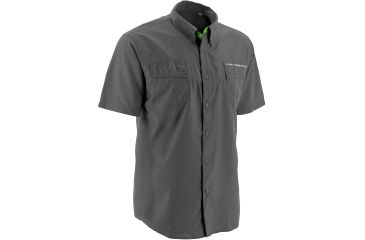 Image of HUK KScott Bass &amp; Blue Phenom Short Sleeve Woven Shirt, Charcoal, XXXL H1500015CGYXXXL
