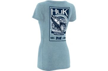 Image of HUK KScott Tuna Ladies Vneck T, Heather Carolina Blue, Extra Small H1000051HCBXS