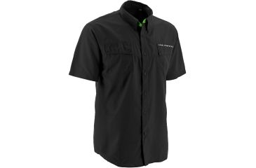 Image of HUK KScott Twin Diesel Phenom Short Sleeve Woven Shirt, Black, XXL H1500014BLKXXL