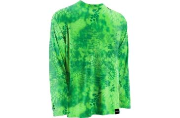Image of HUK Mens Kryptek LoPro Performance Raglan Long Sleeve Shirt, Kryptek Neon Green H1200108GNGS