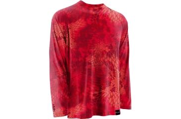 Image of HUK Mens Kryptek LoPro Performance Raglan Long Sleeve Shirt, Kryptek Red H1200108GRDS