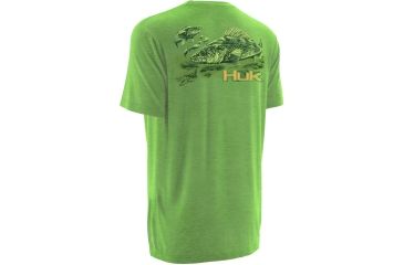 Image of HUK Mens Kscott Walleye Attack T-Shirt, Heather Neon Green H1000076HNGS