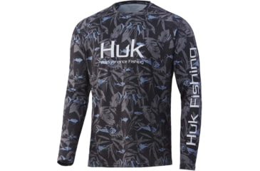 Image of HUK Performance Fishing Ocean Palm Pursuit L/S Shirt - Men's, Volcanic Ash, M, H1200406-013-M